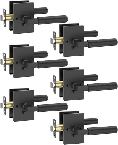 Asidrama 6 Pack Champagne Bronze Privacy Door Handles, Door Lever with Door Knobs Indoor for Bedroom or Bathroom, Heavy Duty Door Handles Interior with Locks for Left Right Sided Doors in Kuwait