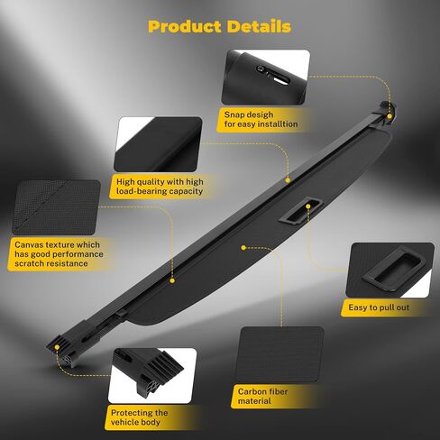 OCPTY Rear Trunk Cargo Cover 3 Rows Seaters 2022-2024 Fit for Jeep Grand Cherokee 2.0L Tonneau Security Cover in Saudi Arabia