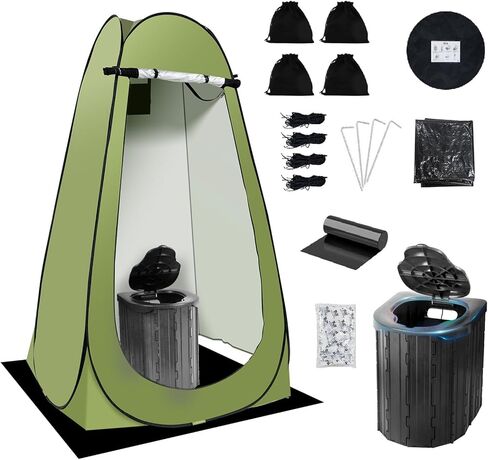 Camping Toilet Kit with Pop Up Privacy Tent, X Large Portable Folding Toilet Potty for Adults, Outdoor Camp Shower Tents,Changing Room with Carry Bag in Kuwait