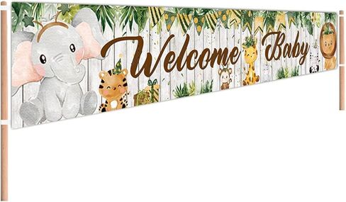 CHXSM 9.8 × 1.6 قدم ترحيب بالطفل الغابة سفاري ساحة راية دش الطرف الديكور الحيوانات البرية علامة خلفية الإمدادات in Kuwait