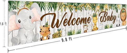 CHXSM 9.8 × 1.6 قدم ترحيب بالطفل الغابة سفاري ساحة راية دش الطرف الديكور الحيوانات البرية علامة خلفية الإمدادات in Kuwait