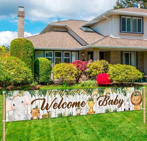 CHXSM 9.8 × 1.6 قدم ترحيب بالطفل الغابة سفاري ساحة راية دش الطرف الديكور الحيوانات البرية علامة خلفية الإمدادات in Kuwait