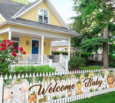 CHXSM 9.8 × 1.6 قدم ترحيب بالطفل الغابة سفاري ساحة راية دش الطرف الديكور الحيوانات البرية علامة خلفية الإمدادات in Kuwait