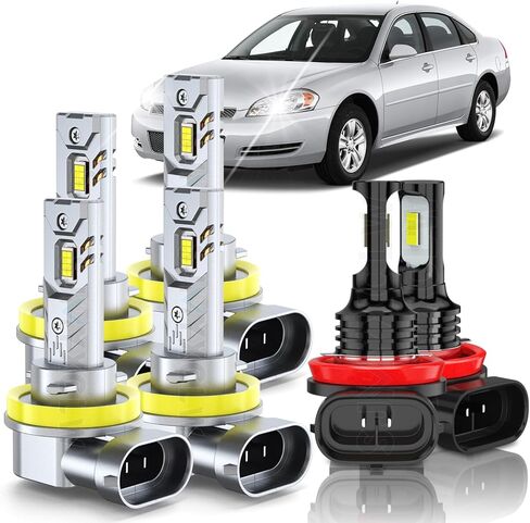 Compatible with Chevrolet Chevy Impala Lights 2006 2007 2008 2009 2010 2011 2012 2013,High Low Beam Fog Lights Bulbs Combo,Plug and Play,Pack of 6 in Kuwait