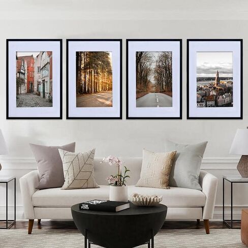 Art Emotion Black 16x24 Picture Frame Display 12x18 Pictures with Mat or 16x24 without Mat, Horizontal and Vertical for Wall- 4 packs in Kuwait