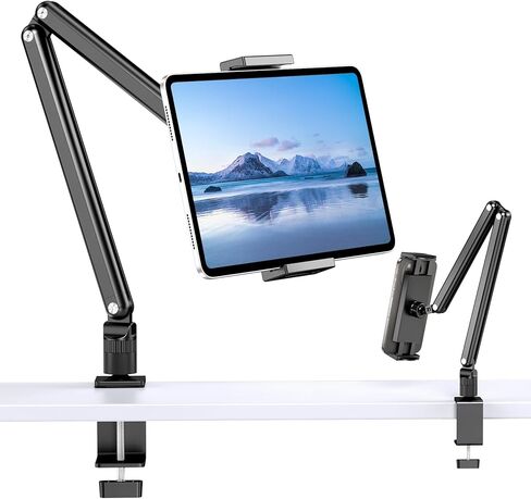 CreaDream Tablet Stand for iPad, Aluminum Tablet Holder with Heavy-Duty Base for Desk, Fully Adjustable Angle, Compatible with iPad Pro Air Mini, Galaxy Tab, Surface Pro, Kindle 4.7''-13", Black in Saudi Arabia