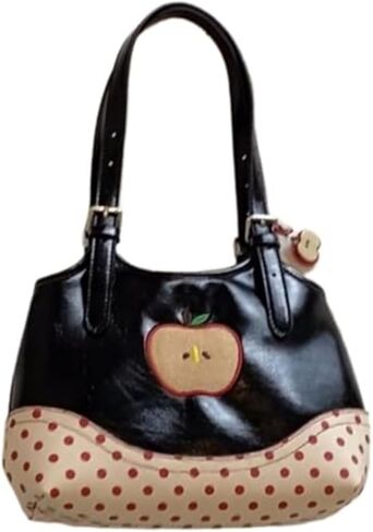 حقائب يد سوداء منقطة للنساء حقيبة كتف أبل غريبة الأطوار محفظة غير تقليدية من Twee إكسسوارات Kawaii 2000s in Kuwait