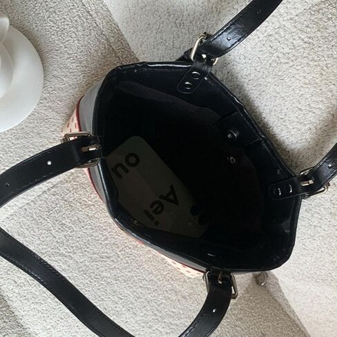 حقائب يد سوداء منقطة للنساء حقيبة كتف أبل غريبة الأطوار محفظة غير تقليدية من Twee إكسسوارات Kawaii 2000s in Kuwait