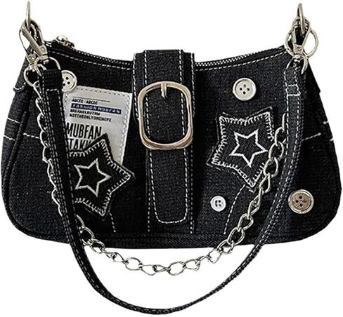 Y2k Bag Grunge Black and Pink Hand Bag Star Pattern Y2k Accessories Women Vintage Bag in Saudi Arabia