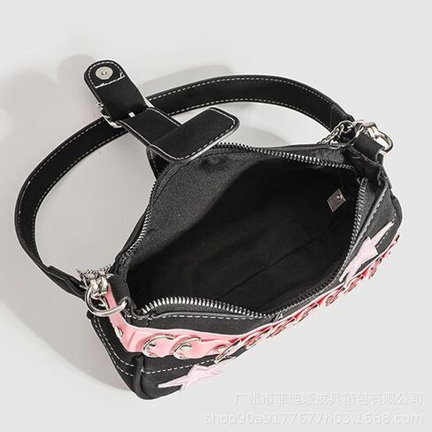 Y2k Bag Grunge Black and Pink Hand Bag Star Pattern Y2k Accessories Women Vintage Bag in Saudi Arabia