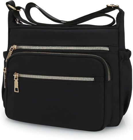 حقائب طويلة تمر بالجسم من النايلون للنساء وحقائب كتف للسفر والعمل باللون الأسود in Kuwait