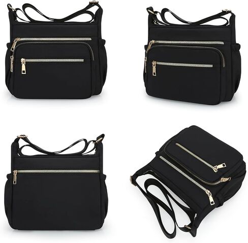 حقائب طويلة تمر بالجسم من النايلون للنساء وحقائب كتف للسفر والعمل باللون الأسود in Kuwait