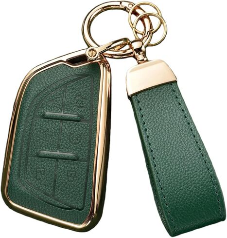 Key Fob Cover Compatible with Cadillac Escalade CT4 CT5 CT6 XTS XT4 XT5 ATS, Upper Leather + Soft TPU Key Cover Case with Keychain (6-Buttons, Rose Gold) in Saudi Arabia