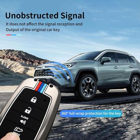 لغطاء Toyota Key Fob، متوافق مع 2025 2026 Camry Tacoma RVA4 Highlander Tundra Corolla Cross Prius Key Fob Case، غلاف معدني من سبائك الزنك مع واقي مفتاح سيليكون ناعم in Kuwait