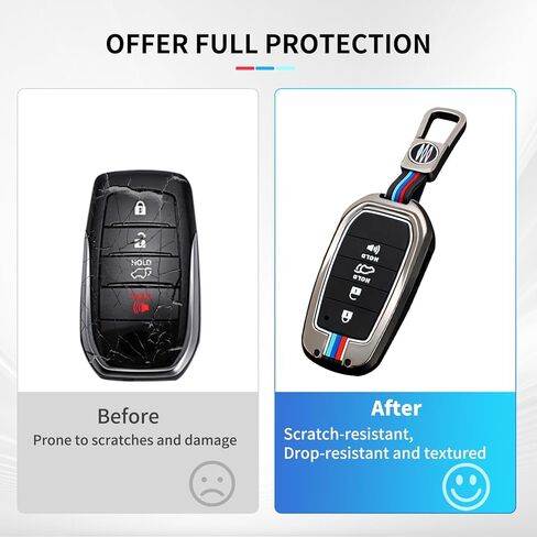 لغطاء Toyota Key Fob، متوافق مع 2025 2026 Camry Tacoma RVA4 Highlander Tundra Corolla Cross Prius Key Fob Case، غلاف معدني من سبائك الزنك مع واقي مفتاح سيليكون ناعم in Kuwait
