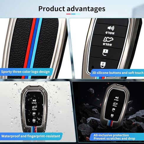 لغطاء Toyota Key Fob، متوافق مع 2025 2026 Camry Tacoma RVA4 Highlander Tundra Corolla Cross Prius Key Fob Case، غلاف معدني من سبائك الزنك مع واقي مفتاح سيليكون ناعم in Kuwait