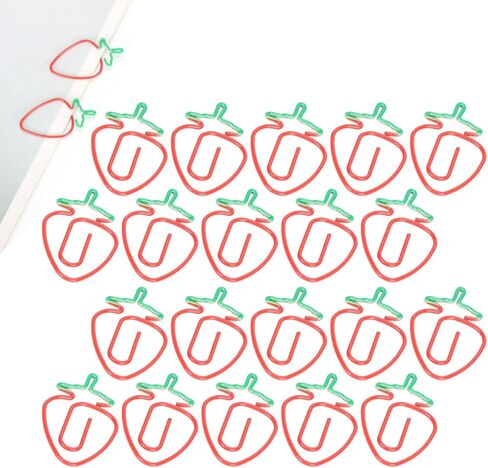 20PCS Cute Paper Clips, Strawberry Shaped Paper Clips Fruit Shaped Paperclips Fun Strawberry Paperclips for Office School Stationery Document in Saudi Arabia