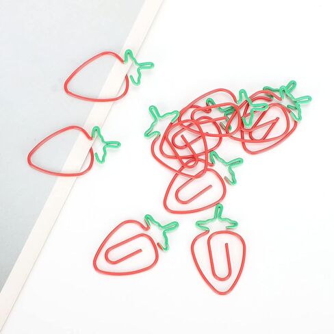 20PCS Cute Paper Clips, Strawberry Shaped Paper Clips Fruit Shaped Paperclips Fun Strawberry Paperclips for Office School Stationery Document in Saudi Arabia