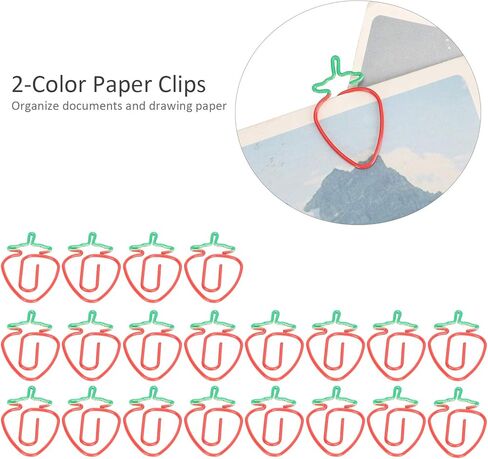 20PCS Cute Paper Clips, Strawberry Shaped Paper Clips Fruit Shaped Paperclips Fun Strawberry Paperclips for Office School Stationery Document in Saudi Arabia