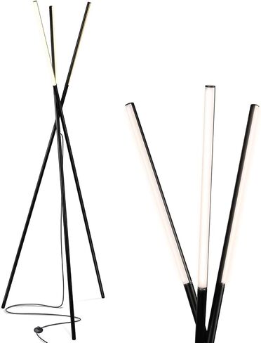 Brightech Stix Floor Lamp, Tall Tree Lamp for Offices, LED Tripod Lamp for Living Rooms, Great Living Room Décor, Dimmable Standing Lamp with 3 Lights for Bedroom Reading - Black in Kuwait