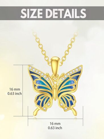 الصلبة 14K الذهب فراشة قلادة للنساء، الذهب الأصفر تحلق فراشة قلادة قلادة مجوهرات هدايا عيد الميلاد لأمها، 16 + 2 بوصة in Kuwait