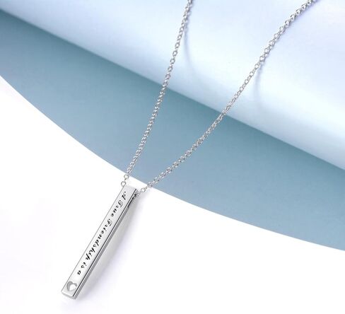 Best Friend Necklace for Women Silver A True Friendship is a Journey Without an end Bar Necklace Bestie Pendant with 18+2 Inches Chain Friendship Jewelry Gifts for Birthday Christmas Graduation in Kuwait