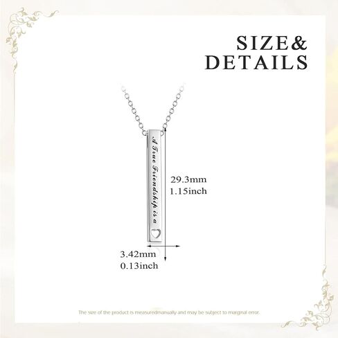 Best Friend Necklace for Women Silver A True Friendship is a Journey Without an end Bar Necklace Bestie Pendant with 18+2 Inches Chain Friendship Jewelry Gifts for Birthday Christmas Graduation in Kuwait