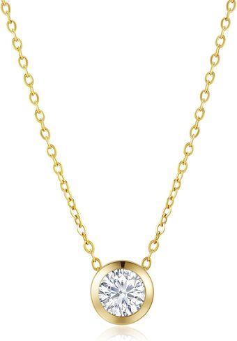 Amazon Essentials Solid 14k Gold Bezel Set Pendant Necklace, 0.25 Carat, 16" Chain with 2" Extender in Saudi Arabia