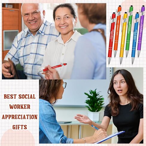 Ceenna 30 Pcs Social Work Month Pens Kit with Stylus Tip & Inspirational Quotes Social Worker Appreciation Gifts Set Society Contributions Colorful Ballpoints for Volunteers Staff Gifts in Saudi Arabia