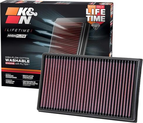 K&N Engine Air Filter: Reusable, Clean Every 75,000 Miles, Washable, Premium, Replacement Car Air Filter: Compatible with 2012-2019 Volkswagen/Audi/Seat/Skoda Compact 1.6/1.8/2.0 L, 33-3005 in Saudi Arabia