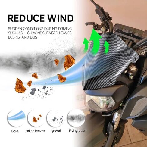 Evomosa Motorcycle Windshield Windscreen Sports Visor Fits for MT-07 MT07 FZ07 2018 2019 2020 18-20 (Carbon) in Saudi Arabia