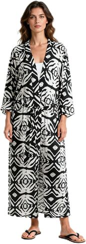 Women's Printed Kimono Cover Up, Lightweight Viscose Beach Cardigan, Boho Floral Swimsuit Summer Coverup in Kuwait