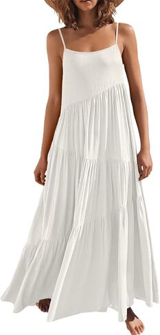 Boho Maxi Dress for Women Sleeveless Spaghetti Strap Long Dresses Flowy Beach Vacation Dresses in Kuwait