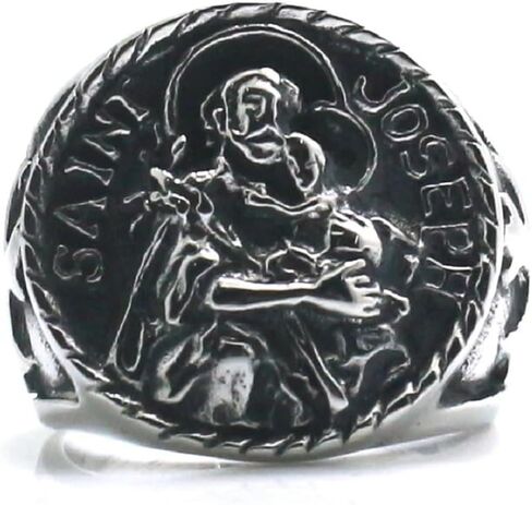 Saint Joseph Cross Stainless Steel Ring, Silver in Saudi Arabia