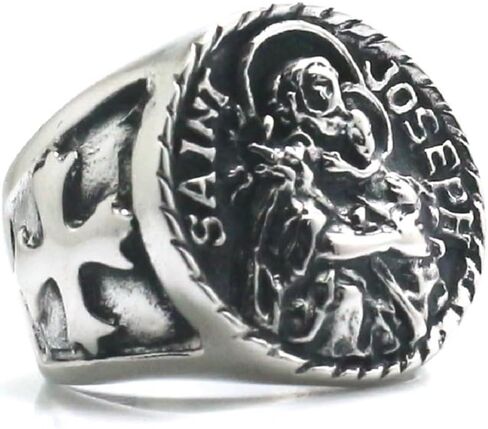 Saint Joseph Cross Stainless Steel Ring, Silver in Saudi Arabia