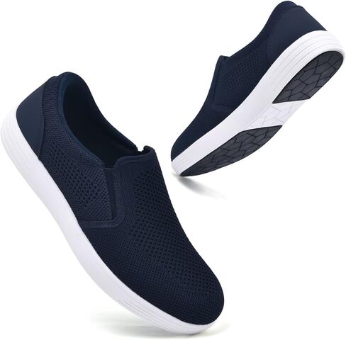 konhill Men's Slip-on Shoes, Comfortable Loafers with Arch Support Casual Walking Sneakers Lightweight Mesh Knit Non-Slip Beach Boat Shoes Breathable Slip Resistant Driving Work Sneaker in Kuwait