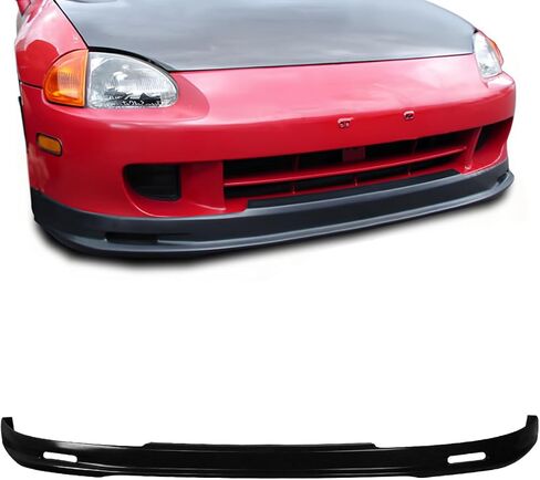 Front Bumper Lip Chin Spoiler, Compatible with 1993-1997 Honda Civic Del Sol, JDM MU Style Flexible Polyurethane(PU) Front Lower Splitter Protector, Unpainted Black in Saudi Arabia