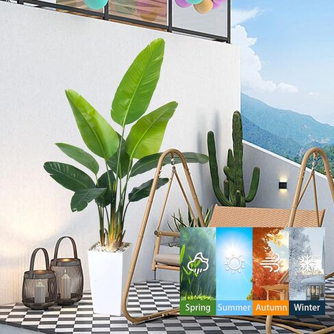 Bird of Paradise Artificial Plant 6FT, Faux Tropical Palm Tree with White Tall Planter, Large Fake Plants in Pot - Artificial Tree for Home Office Living Room Decor Indoor in Kuwait