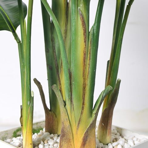 Bird of Paradise Artificial Plant 6FT, Faux Tropical Palm Tree with White Tall Planter, Large Fake Plants in Pot - Artificial Tree for Home Office Living Room Decor Indoor in Kuwait