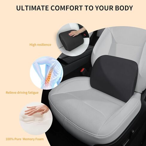 وسادة دعم قطني من إسفنج الذاكرة لطراز تسلا 3 موديل Y موديل S/X Cybertruck موديل 3 ملحقات مخفية موديل Y Juniper - وسادة دعم منتصف/أسفل الظهر لمقعد السيارة (أسود) in Kuwait