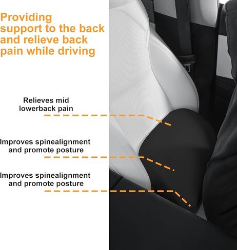 وسادة دعم قطني من إسفنج الذاكرة لطراز تسلا 3 موديل Y موديل S/X Cybertruck موديل 3 ملحقات مخفية موديل Y Juniper - وسادة دعم منتصف/أسفل الظهر لمقعد السيارة (أسود) in Kuwait