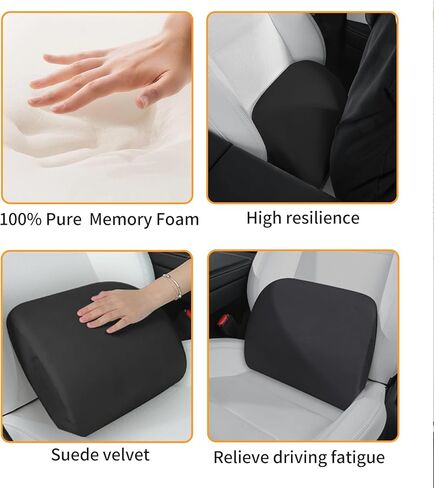 وسادة دعم قطني من إسفنج الذاكرة لطراز تسلا 3 موديل Y موديل S/X Cybertruck موديل 3 ملحقات مخفية موديل Y Juniper - وسادة دعم منتصف/أسفل الظهر لمقعد السيارة (أسود) in Kuwait