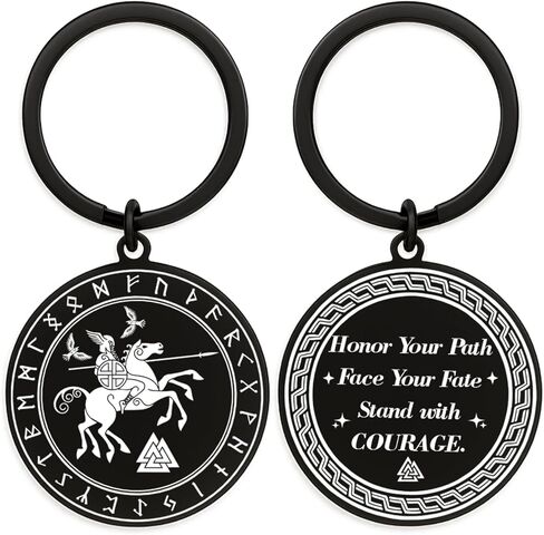 هدية الفايكنج للرجال والنساء - سلسلة مفاتيح Odin Sleipnir Valknut Rune - تميمة الشجاعة النورسية لمحبي الأساطير in Saudi Arabia