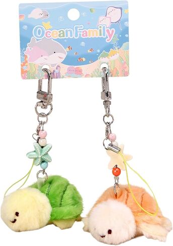 Tizee Cute Plush Keychain 1 Pair - Mini Ocean Animals Bag Charm Gift for Handbags Purses Backpacks, and Car Keys in Kuwait