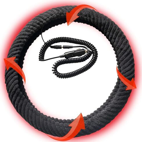 New Heated Steering Wheel Cover, 12V Car Plug, Universal Fit 14.5-15 Inch Anti-Slip Wheel Protector for Men Women Girls, Black Premium Auto Protector for Ultimate Comfort & Warmth in Kuwait