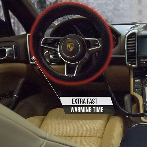 New Heated Steering Wheel Cover, 12V Car Plug, Universal Fit 14.5-15 Inch Anti-Slip Wheel Protector for Men Women Girls, Black Premium Auto Protector for Ultimate Comfort & Warmth in Kuwait