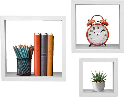 Sorbus Floating Box Shelves — Square Cube Wall Decor Hanging Shelves Decoration — Shelf for Living Room, Bedroom, Trophy Display, Photo Frames in Kuwait