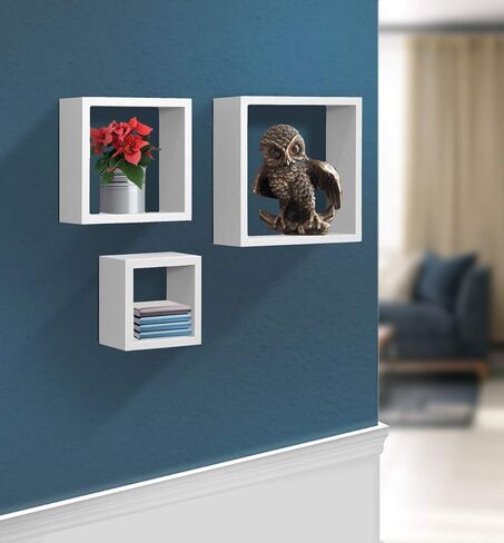 Sorbus Floating Box Shelves — Square Cube Wall Decor Hanging Shelves Decoration — Shelf for Living Room, Bedroom, Trophy Display, Photo Frames in Kuwait