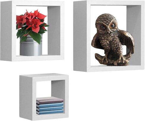 Sorbus Floating Box Shelves — Square Cube Wall Decor Hanging Shelves Decoration — Shelf for Living Room, Bedroom, Trophy Display, Photo Frames in Kuwait