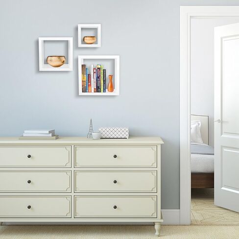 Sorbus Floating Box Shelves — Square Cube Wall Decor Hanging Shelves Decoration — Shelf for Living Room, Bedroom, Trophy Display, Photo Frames in Kuwait